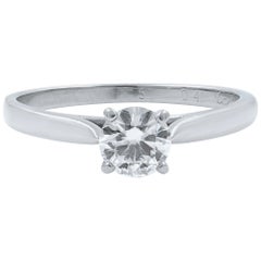 Cartier Round Brilliant Diamond Solitaire Platinum Engagement Ring 0.41 Carat