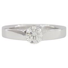 Cartier Round Diamond Solitaire Tapered Baguette Platinum Engagement Ring