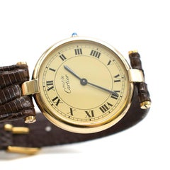 Cartier Round Vermeil Quartz Argent 925 Watch