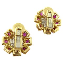 Tiffany&Co. Rubies Diamond Yellow Gold Earrings