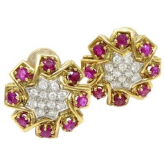 Tiffany&Co. Rubine Diamant Gelbgold-Ohrringe