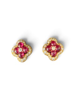 Cartier-Ohrclips mit Rubinen und Diamanten, Frankreich, Vintage, um 1970