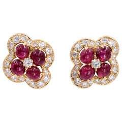 Cartier Ruby and Diamond Ear-Clips French