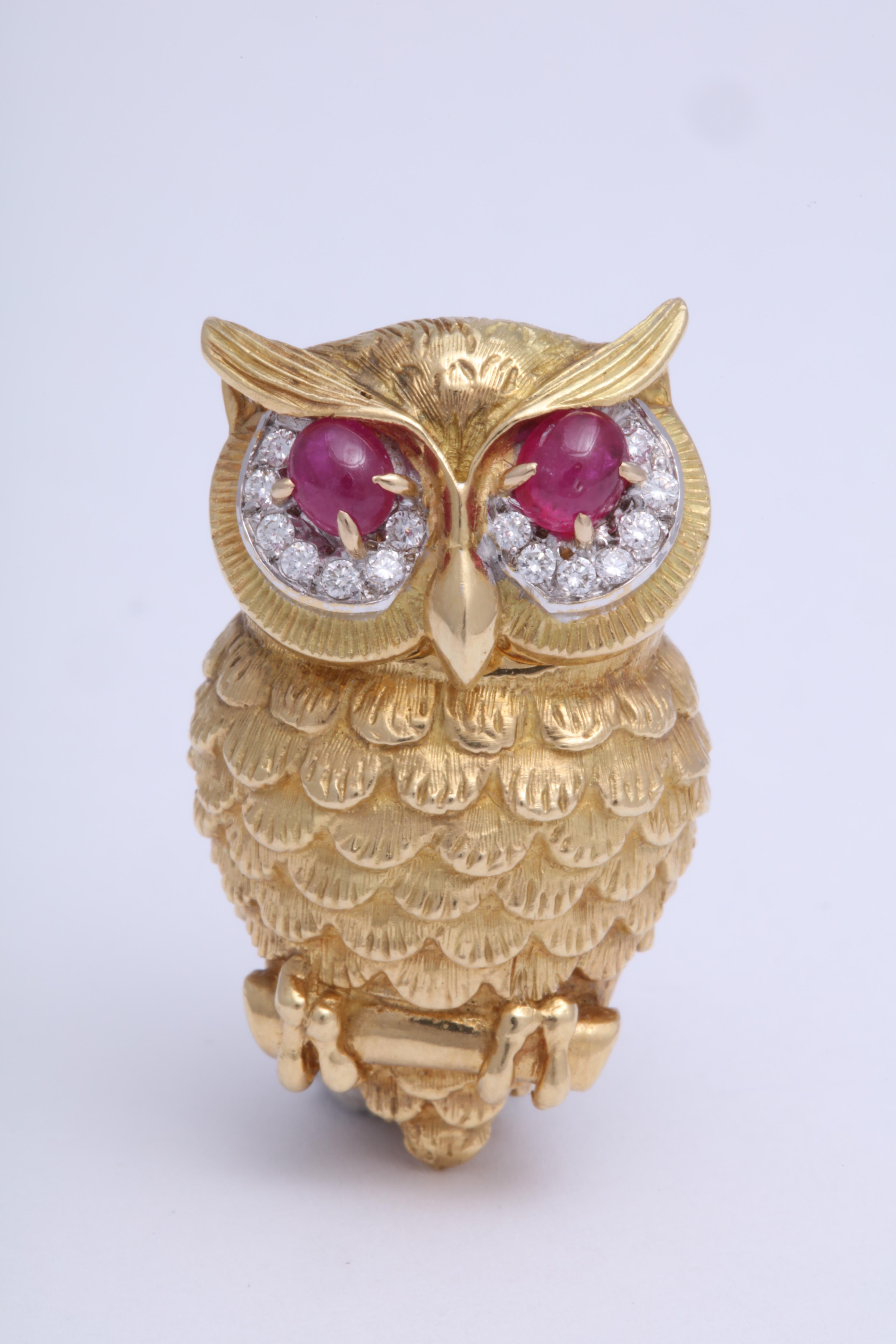 Cartier Ruby and Diamond Owl Brooch 5