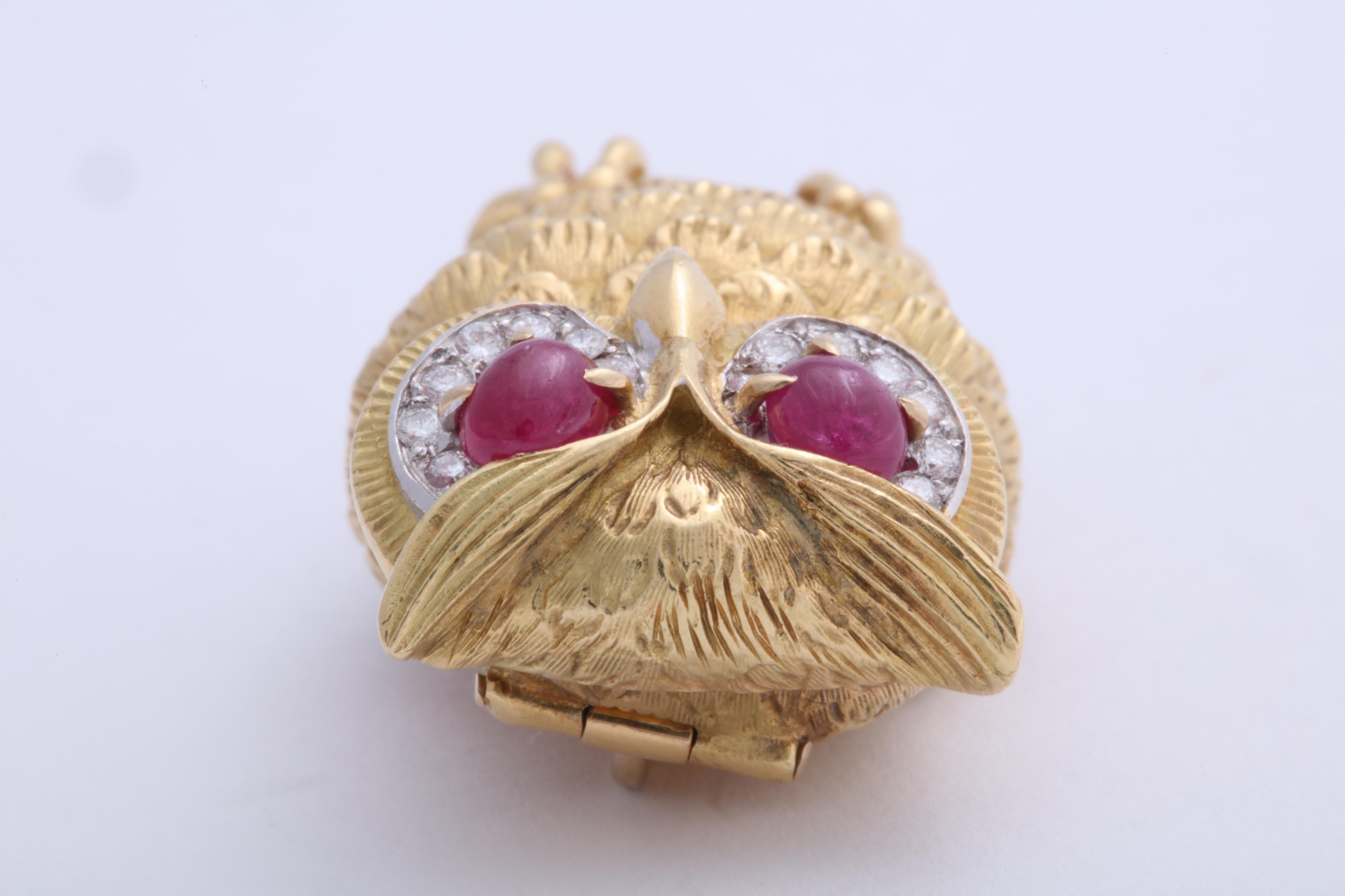 Cartier Ruby and Diamond Owl Brooch 1