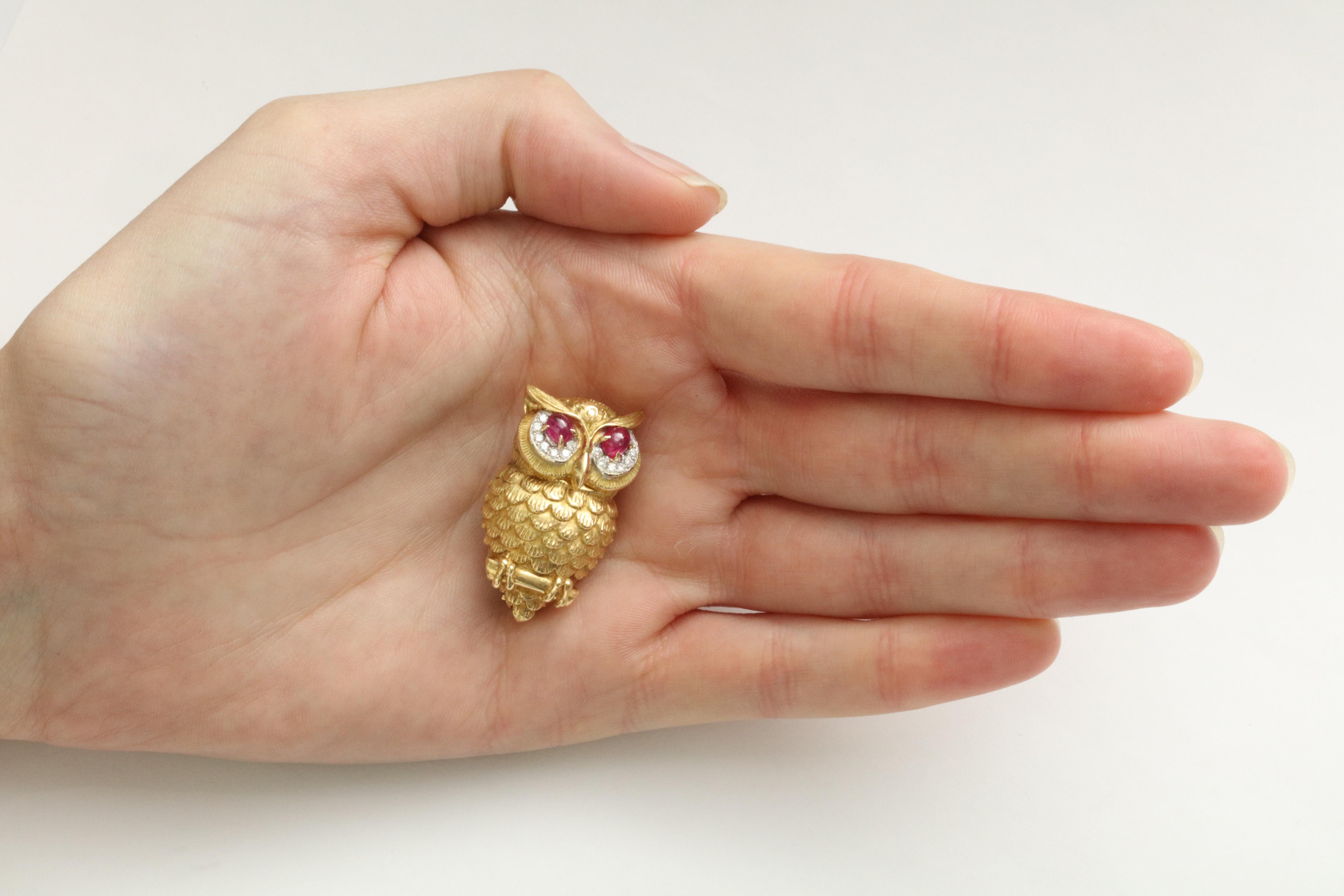 Cartier Ruby and Diamond Owl Brooch 4
