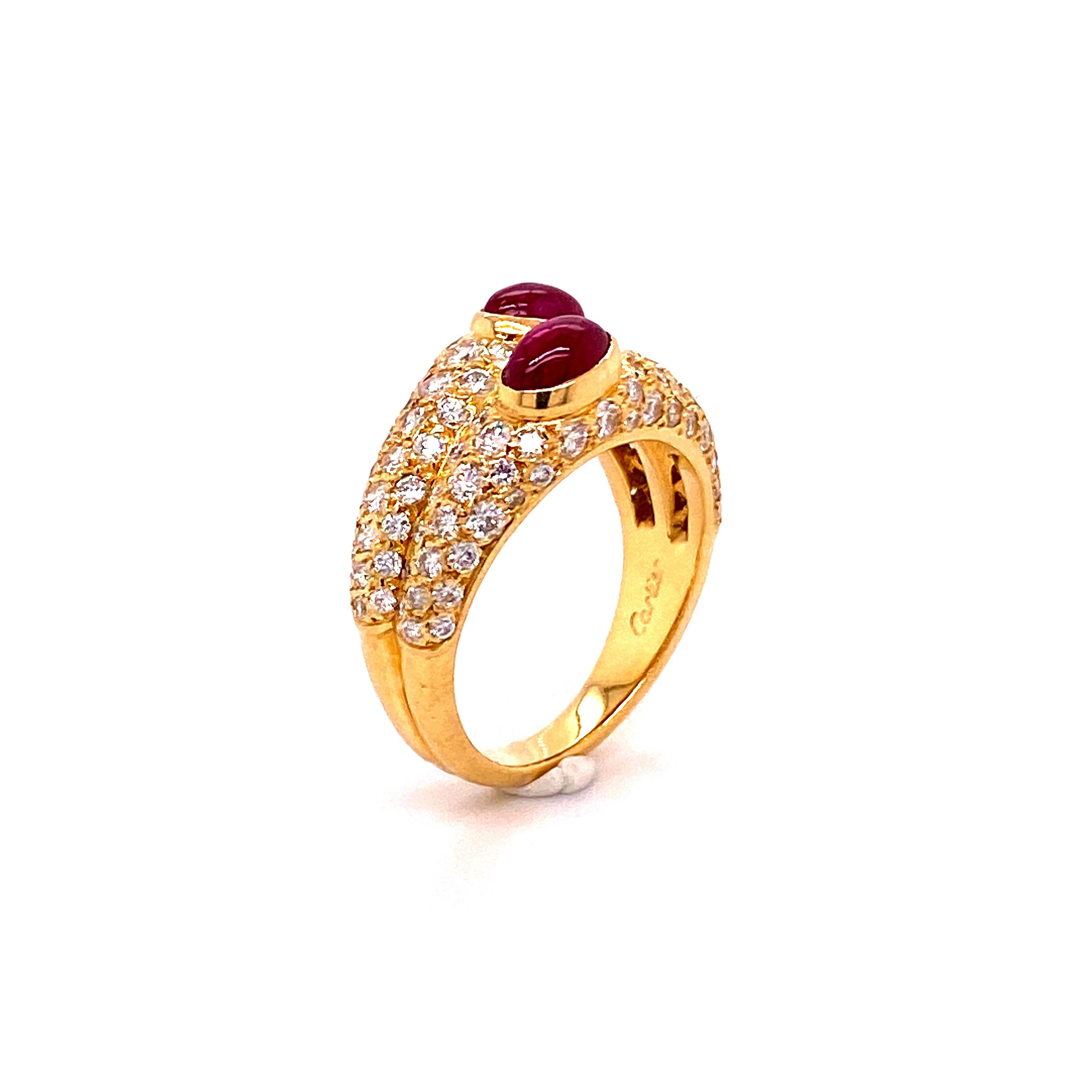 Cartier Ruby and Diamond Ring in 18 Karat Yellow Gold 3