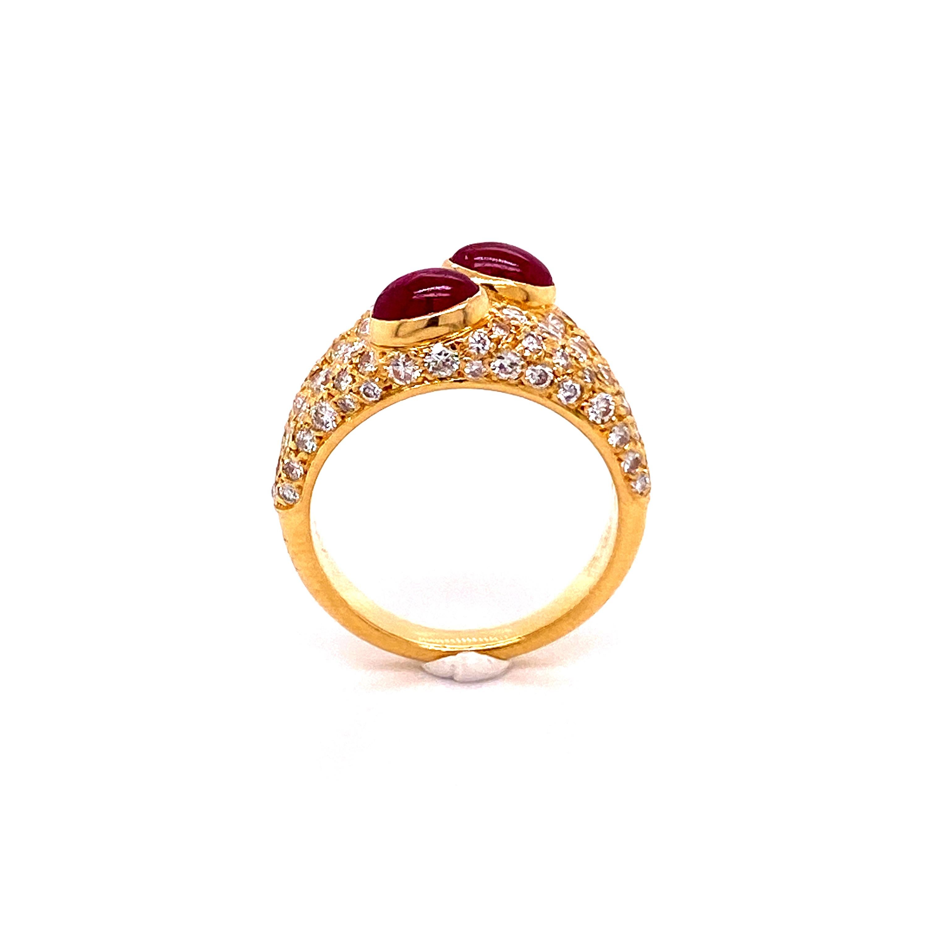 Modern Cartier Ruby and Diamond Ring in 18 Karat Yellow Gold