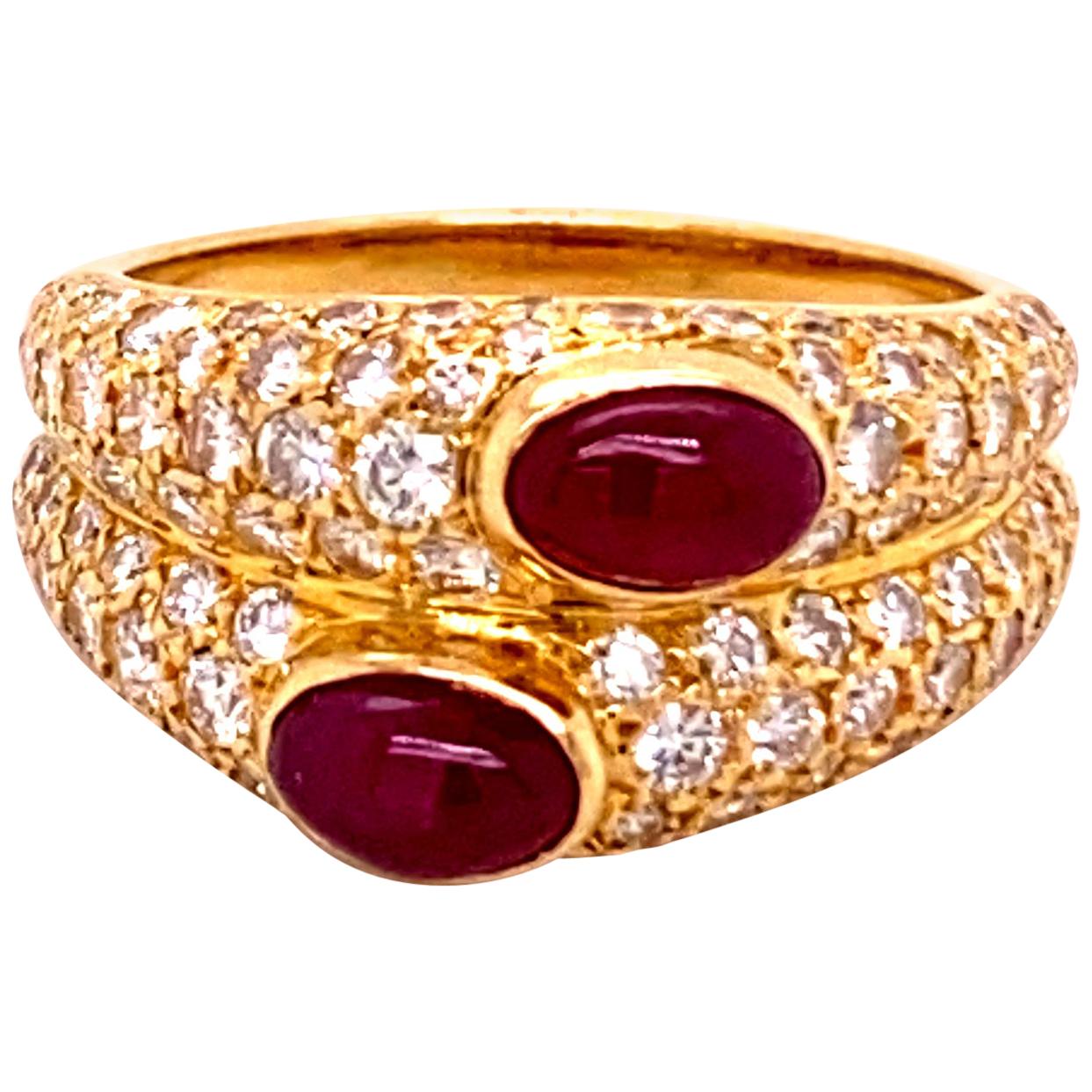 Cartier Ruby and Diamond Ring in 18 Karat Yellow Gold