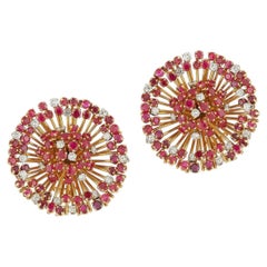 Cartier Rubin und Diamant Starburst Ohrclips
