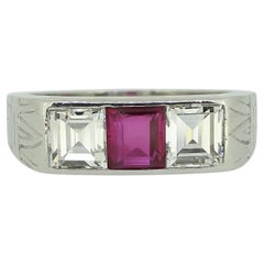 Used Cartier Ruby and Diamond Three-Stone Ring