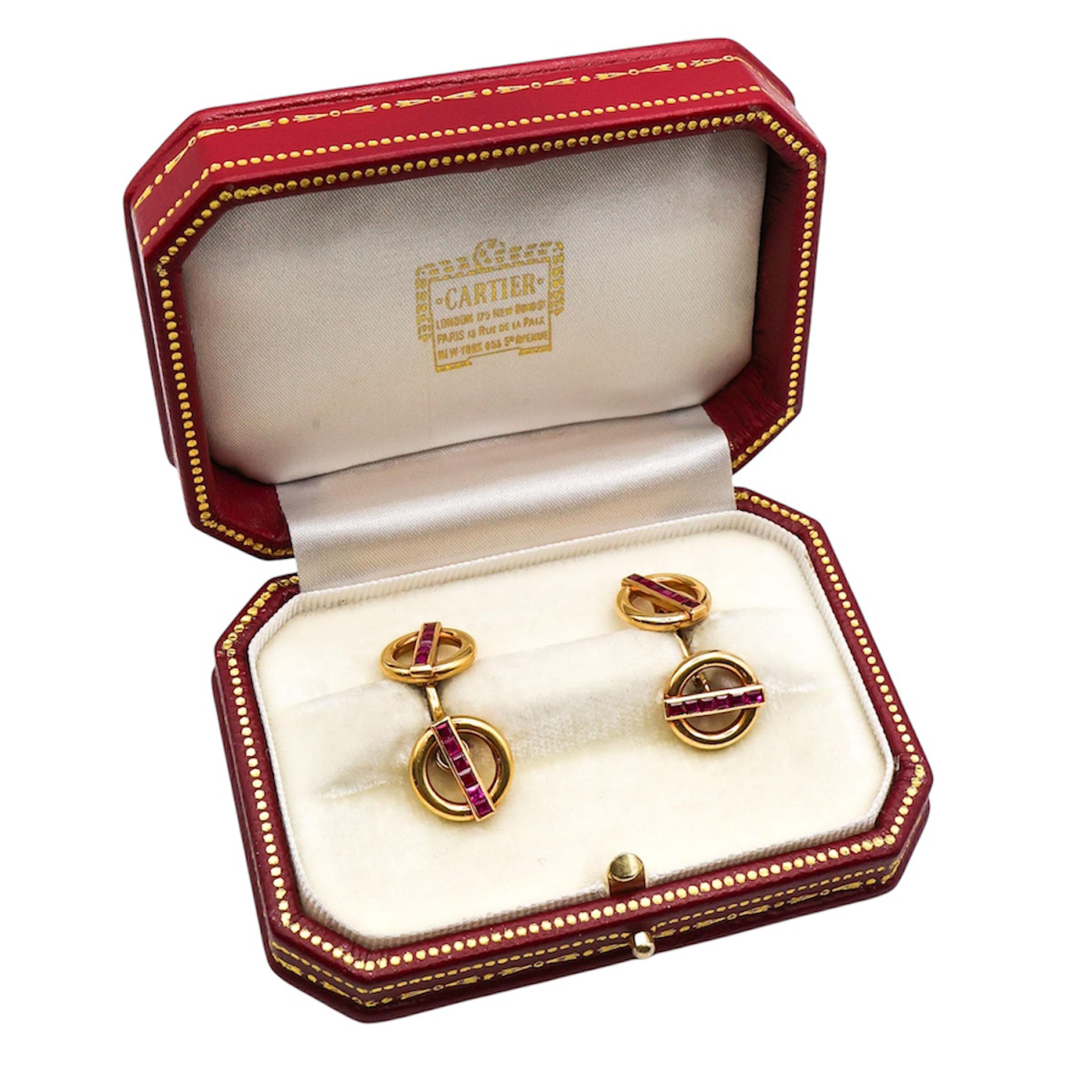Gemelos vintage Cartier de rubí y oro, circa 1950 en venta 2