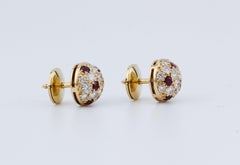 Cartier Ruby Diamond 18K Yellow Gold Petite Dome Earrings