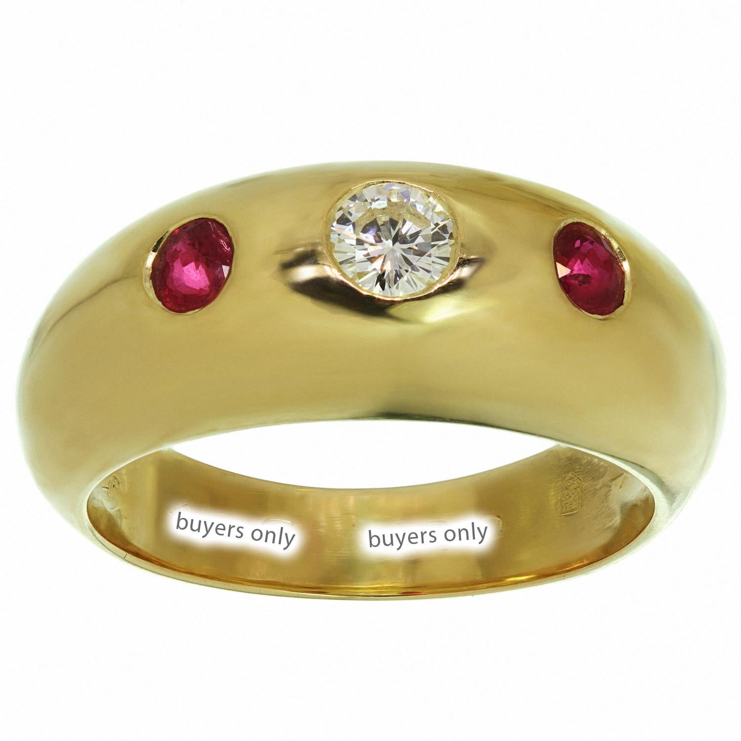 Cartier Ruby Diamond 18k Yellow Gold Ring Band 1