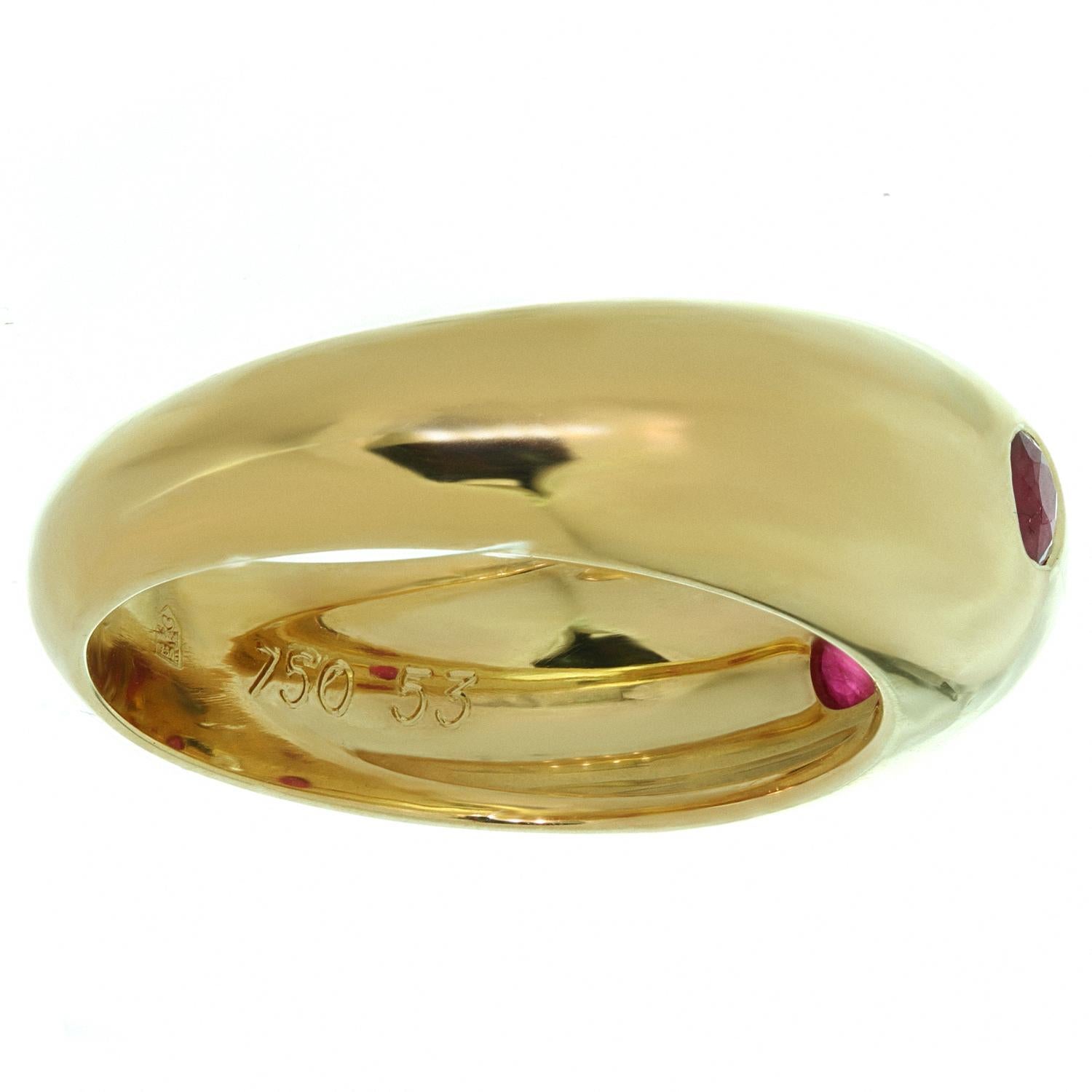 Cartier Ruby Diamond 18k Yellow Gold Ring Band 2