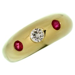 Cartier Ruby Diamond 18k Yellow Gold Ring Band