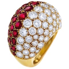 Vintage Cartier Ruby Diamond Bombe Gold Ring