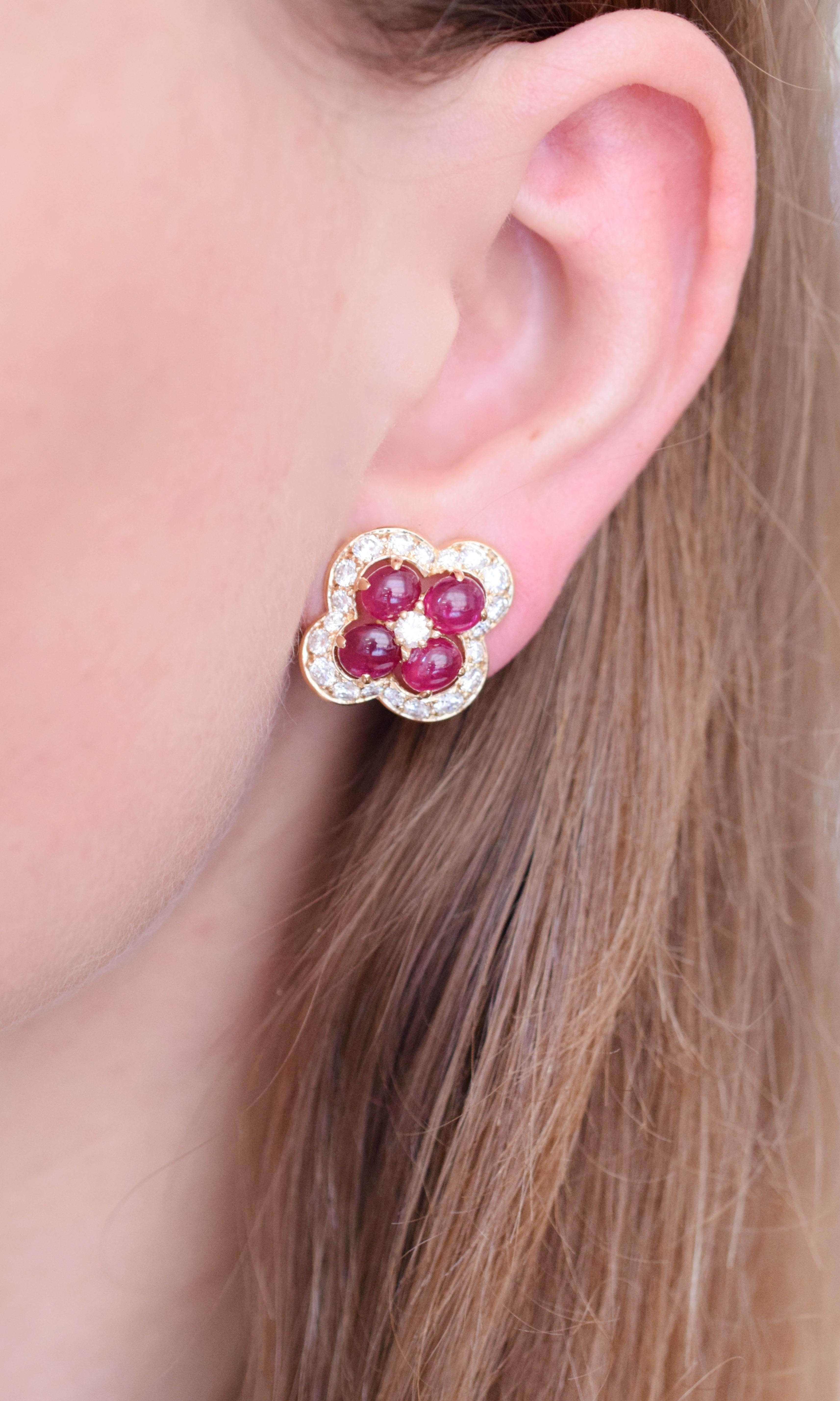 ruby clip on earrings