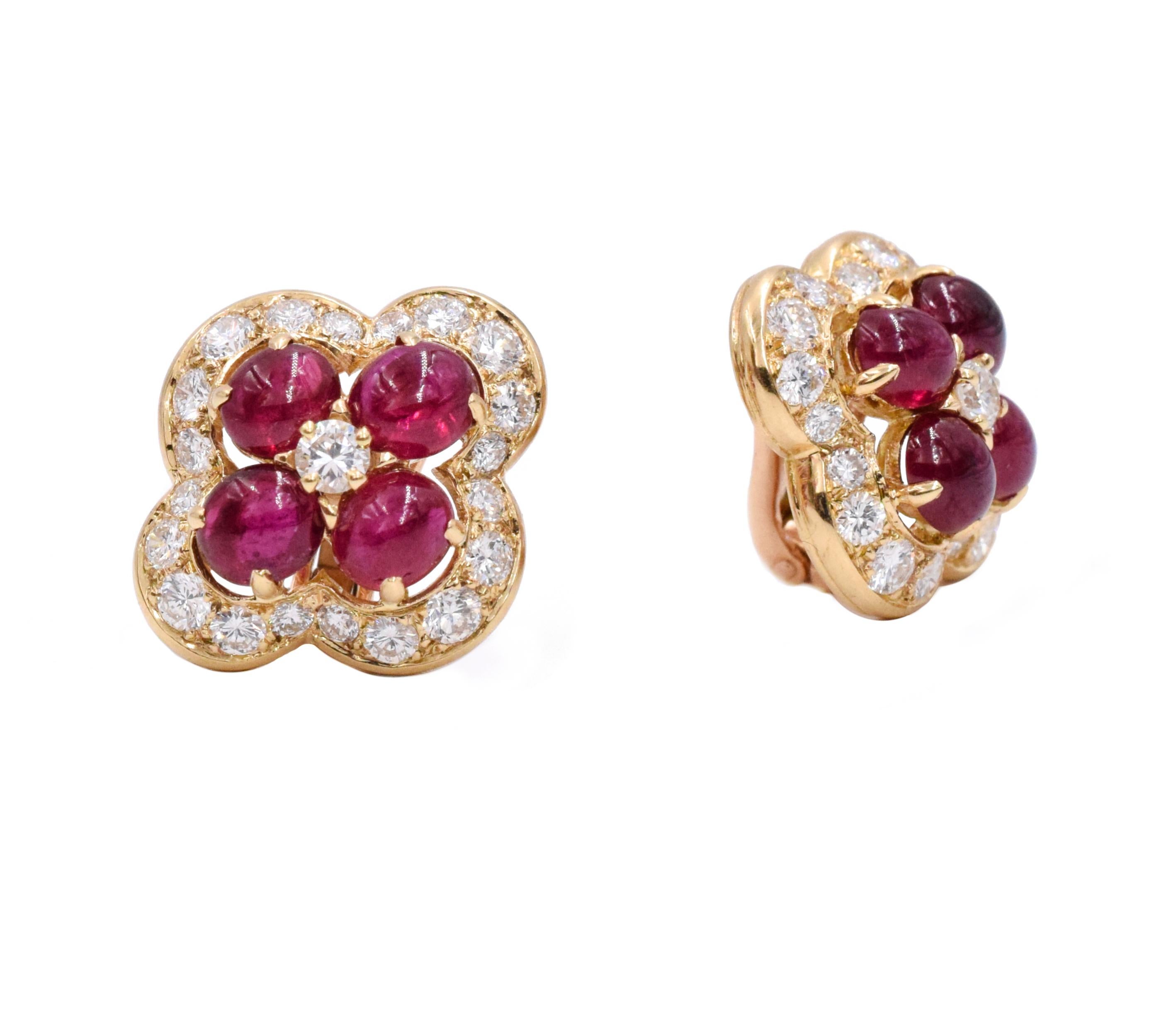 Cartier Ruby and Diamond Ear-Clips French In Excellent Condition In New York, NY