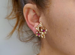 Cartier Ruby Diamond En Tremblant Yellow Gold Earrings