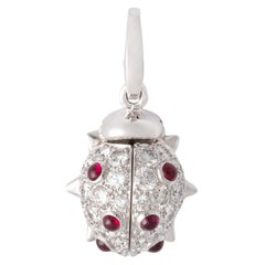Cartier Ruby Diamond Gold 18K Charm Pendant Ladybird