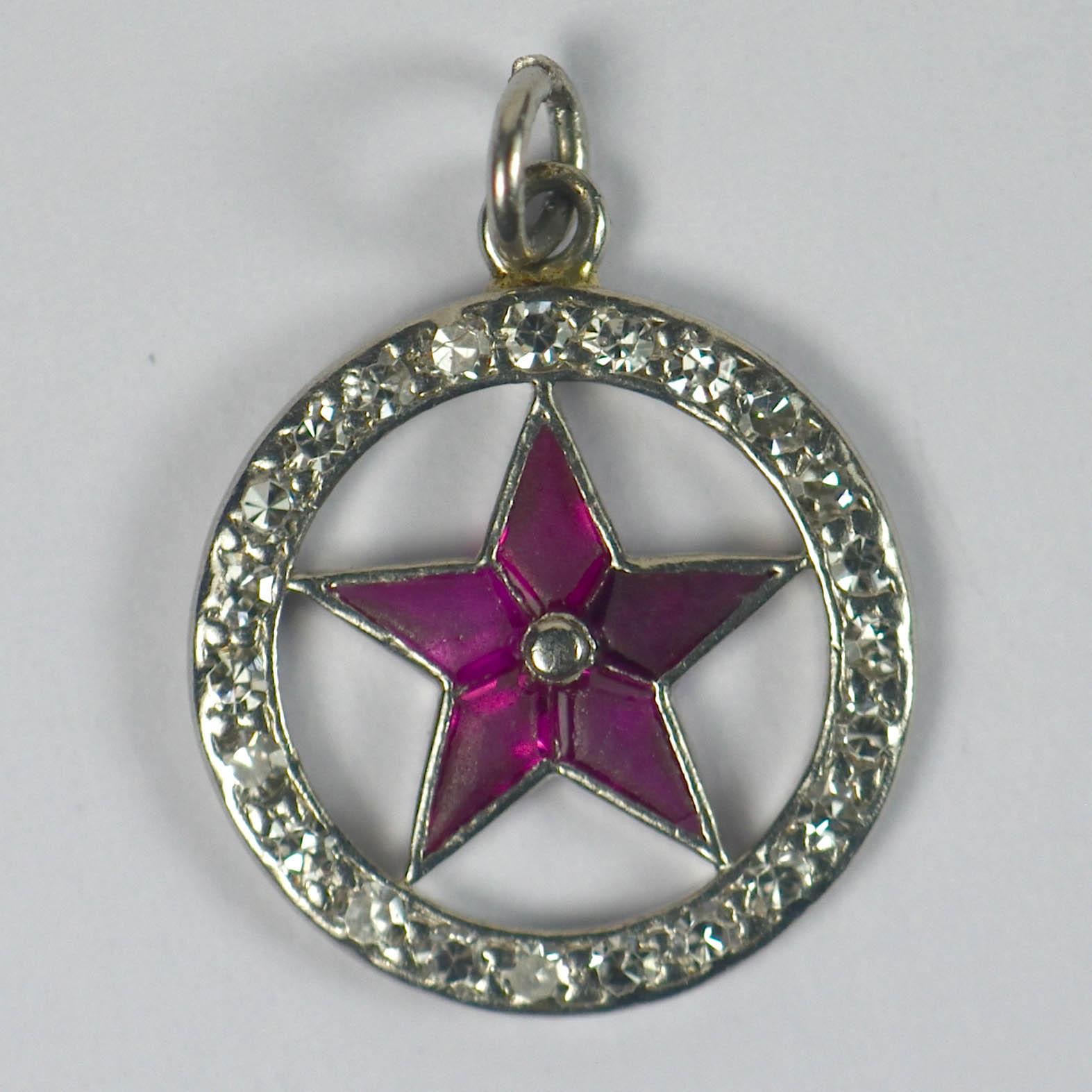 Art Deco Cartier Ruby Diamond Platinum Lucky Star Charm