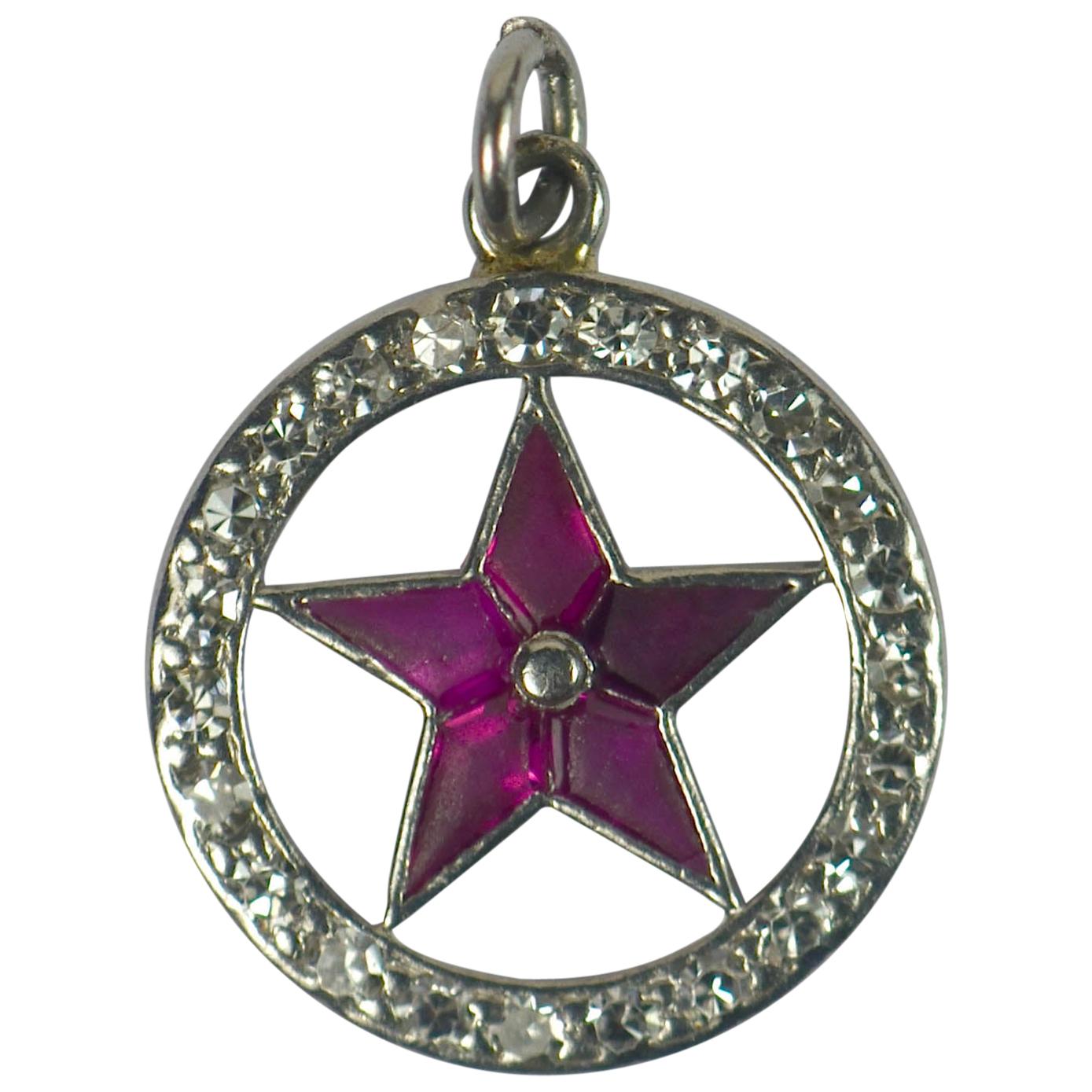 Cartier Ruby Diamond Platinum Lucky Star Charm