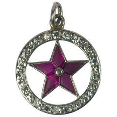 Cartier Ruby Diamond Platinum Lucky Star Charm