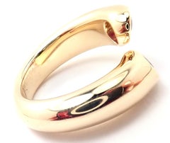 Cartier Ruby Ellipse Deux Tetes Croisees Bypass Yellow Gold Band Ring