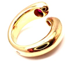 Cartier Ruby Ellipse Deux Tetes Croisees Bypass Yellow Gold Band Ring