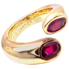 Cartier Rubin Ellipse Deux Tetes Croisees Bypass Gelbgold Band Ring