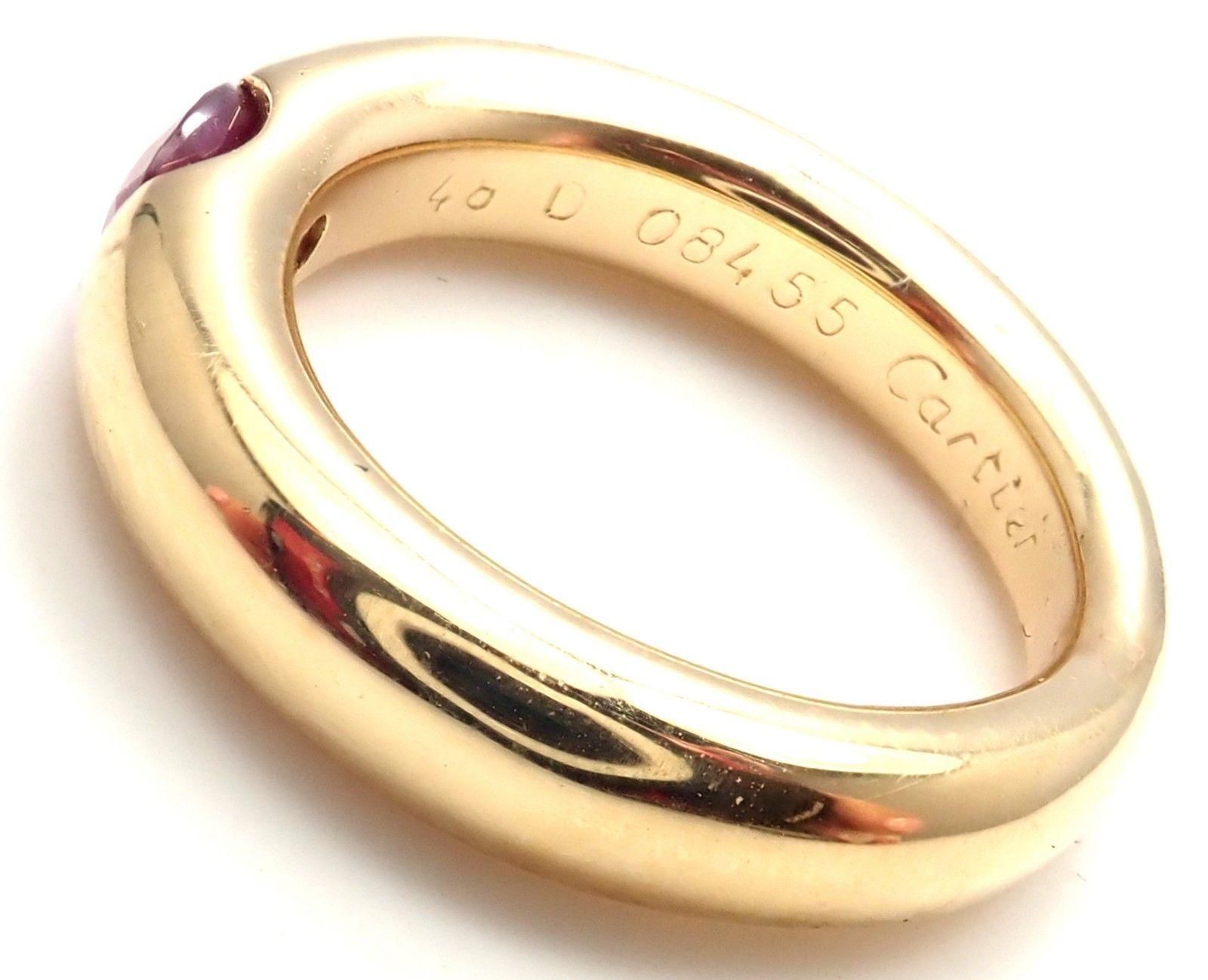 Cartier Ruby Ellipse Yellow Gold Band Ring In Excellent Condition In Holland, PA