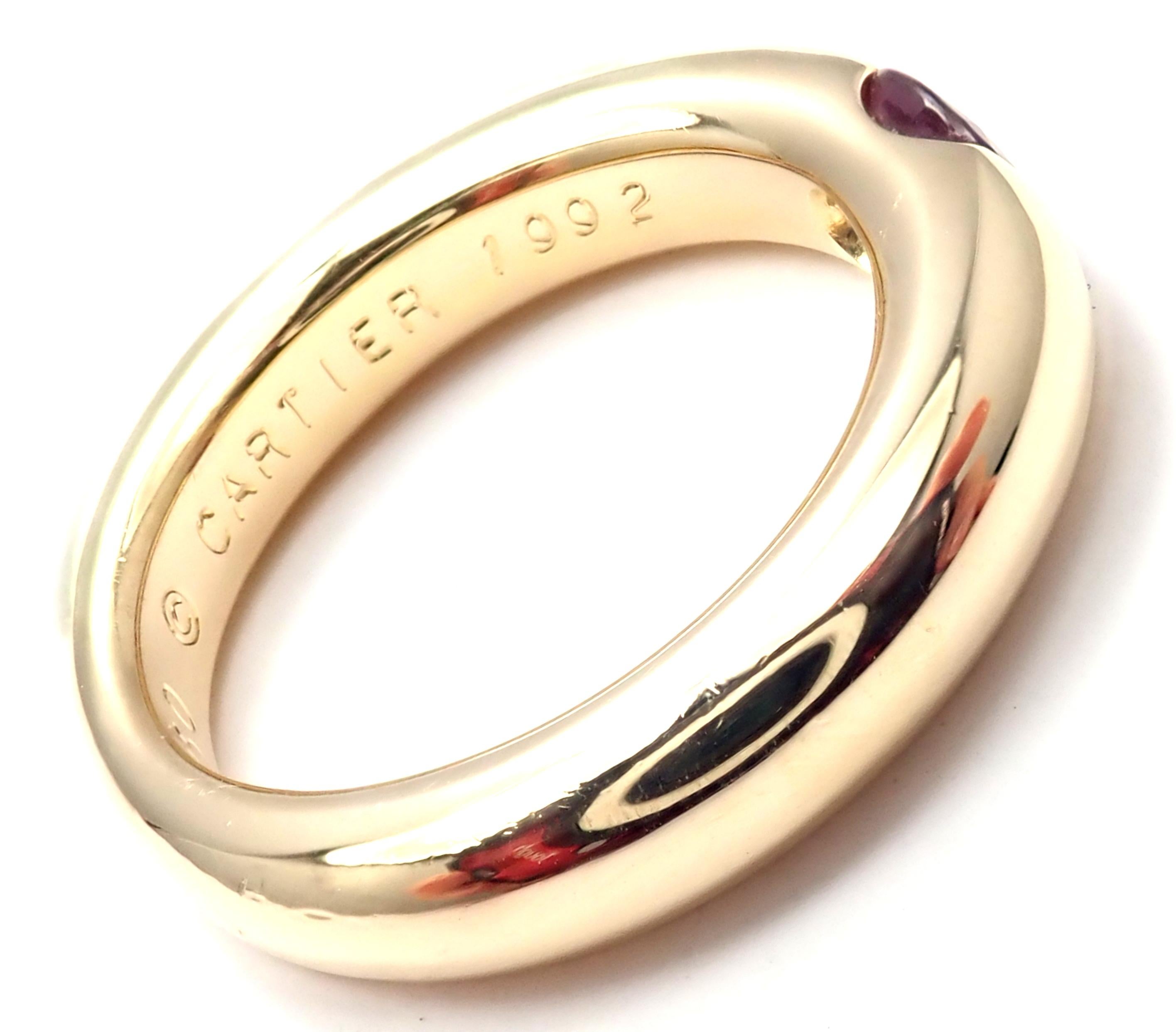 Cartier Ruby Ellipse Yellow Gold Band Ring In Excellent Condition In Southampton, PA