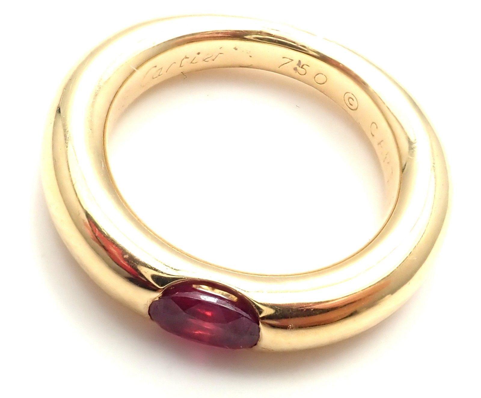 Women's or Men's Cartier Ruby Ellipse Yellow Gold Band Ring