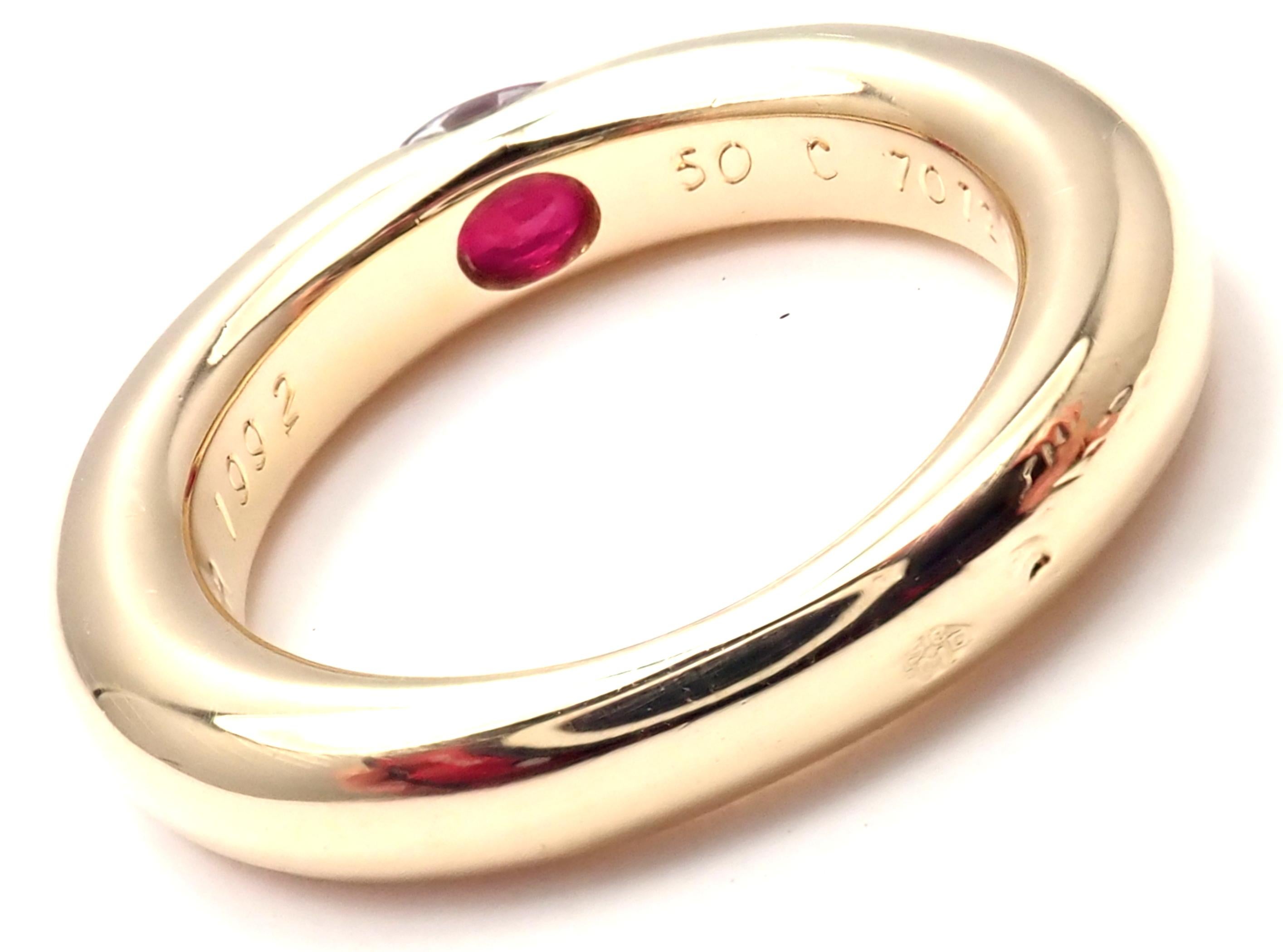 Women's or Men's Cartier Ruby Ellipse Yellow Gold Band Ring
