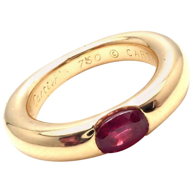 Cartier Ruby Ellipse Yellow Gold Band Ring at 1stDibs | cartier ruby rings