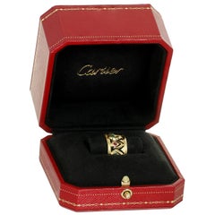 Cartier Ruby Emerald Yellow Gold Wide Band Ring Sz 6