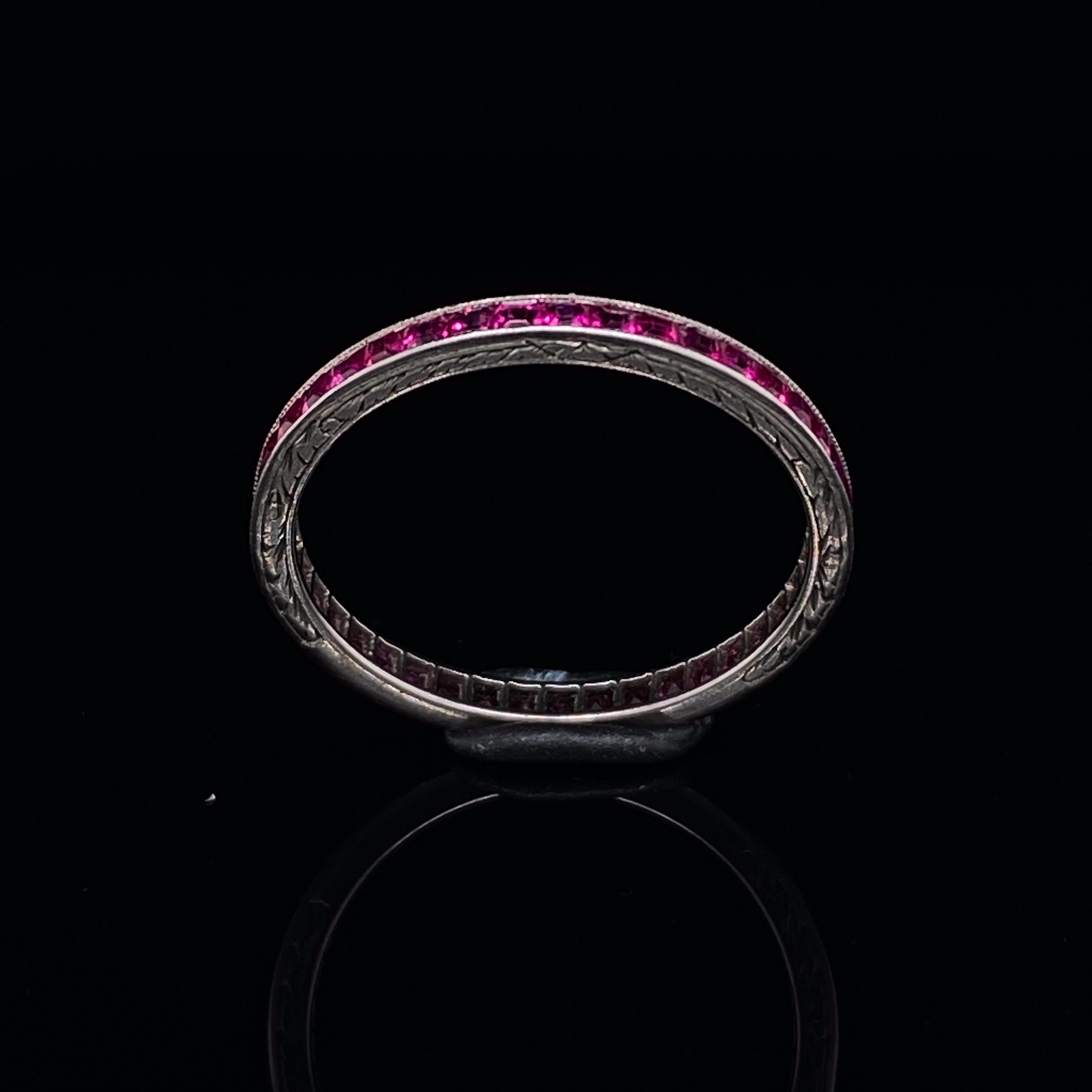 Retro Cartier Ruby Full Eternity Ring Platinum