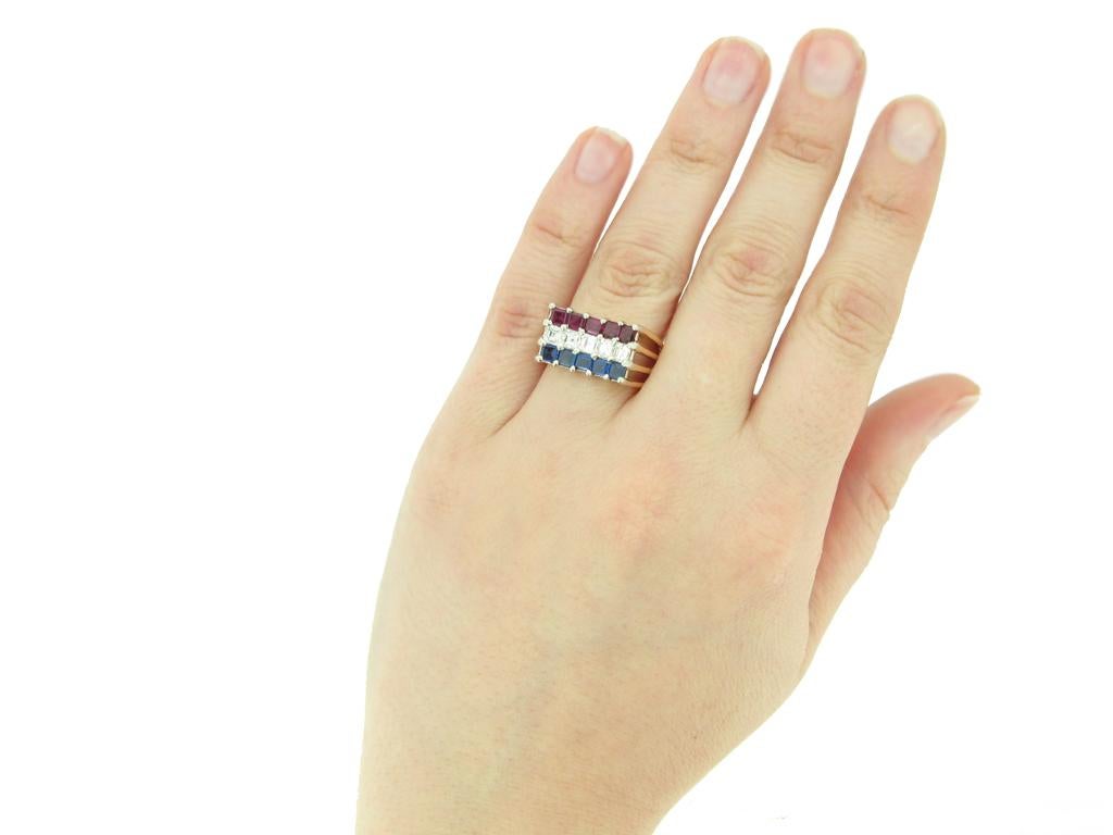Cartier Ruby, Sapphire and Diamond Cocktail Ring, French, circa 1976 In Good Condition For Sale In London, GB