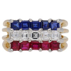 Cartier Ruby, Sapphire and Diamond Cocktail Ring, French, circa 1976