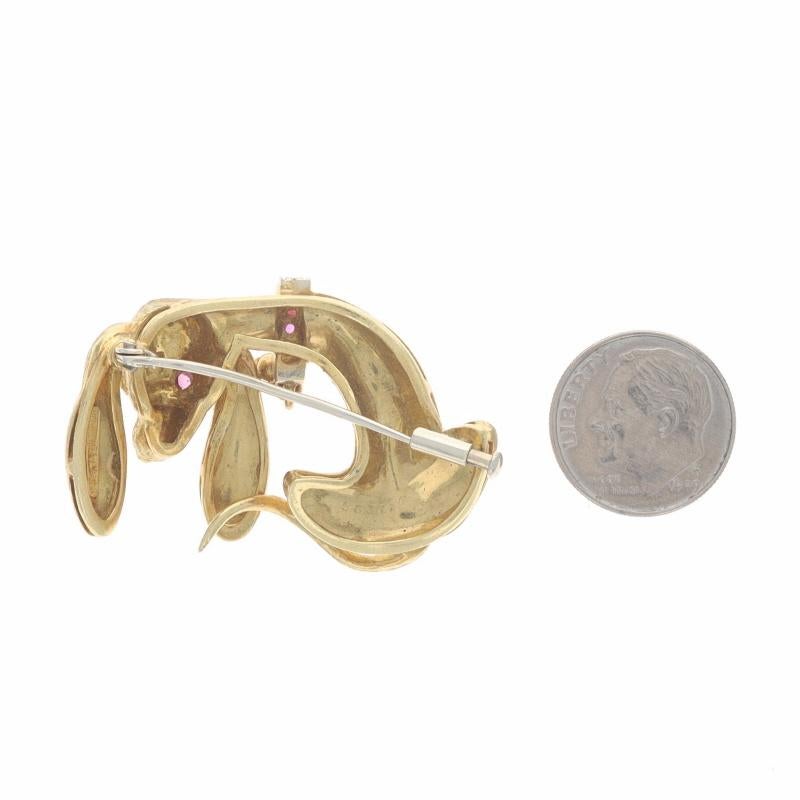 Cartier Ruby Vintage Dachshund Dog Brooch - Yellow Gold 18k Pet Canine Pin In Good Condition For Sale In Greensboro, NC