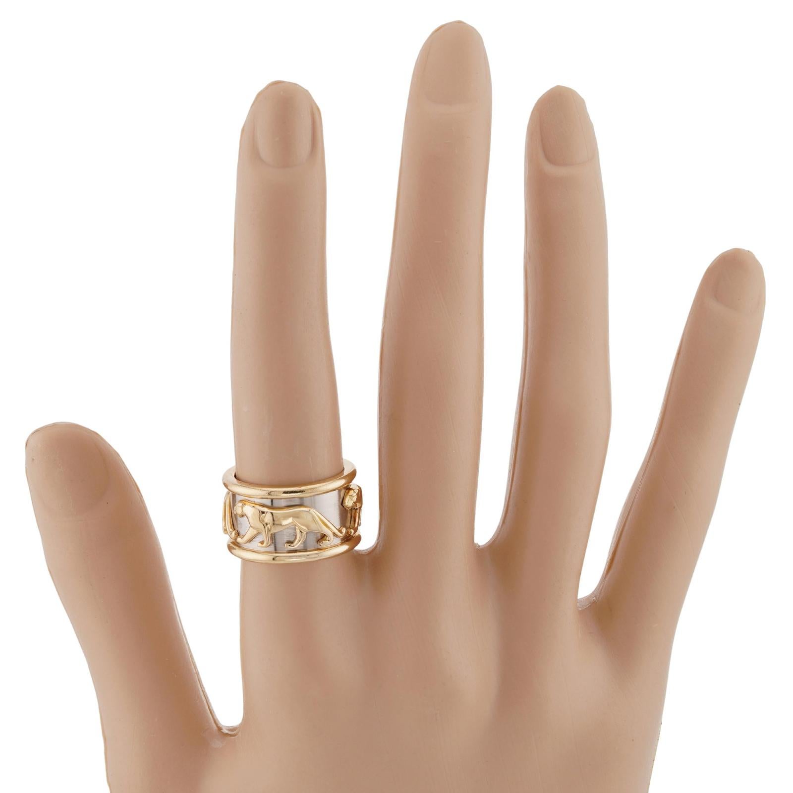 CARTIER Running Panthere 18k Zweifarbiger Goldbandring mit laufendem Panthere für Damen oder Herren