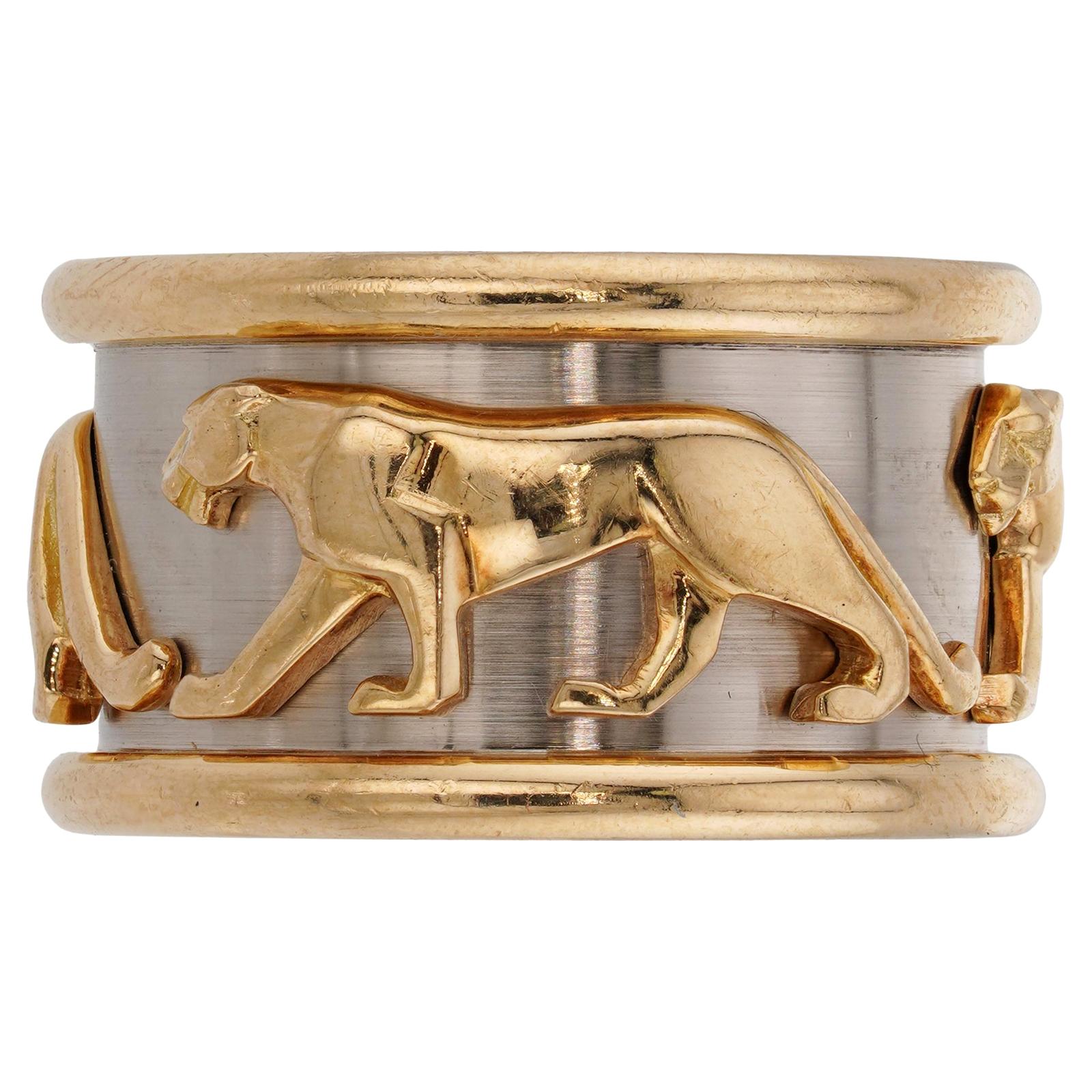 CARTIER Running Panthere 18k Zweifarbiger Goldbandring mit laufendem Panthere 3