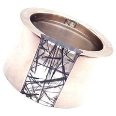 Cartier Breiter Weißgoldring mit Rutilquarz und breitem Weißgold