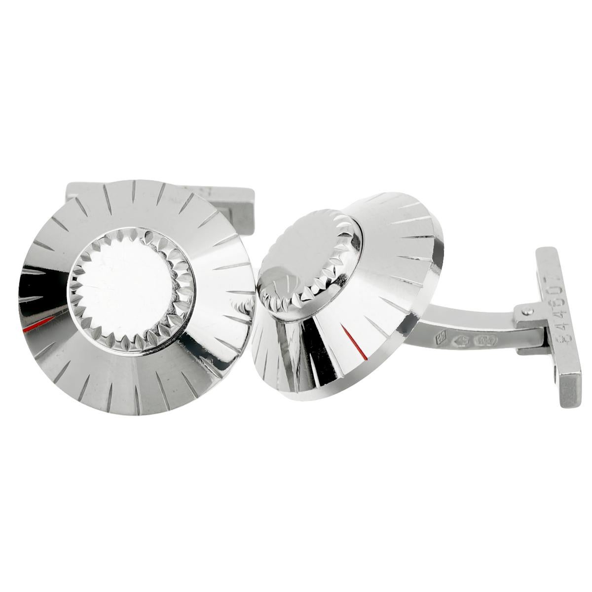 Cartier Safe Lock Combination White Gold Cufflinks In Good Condition For Sale In Feasterville, PA