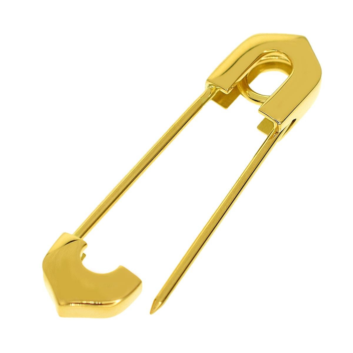 Women's or Men's Cartier Safety Pin 18 Karat Yellow Gold Brooch