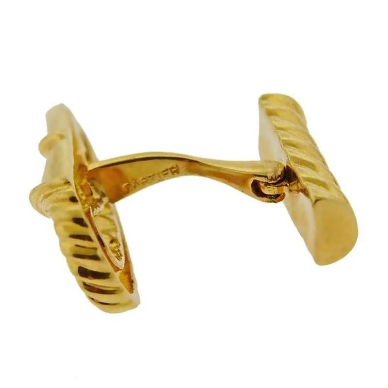Men's Cartier Safety Pin Yellow Gold Cufflinks For Sale
