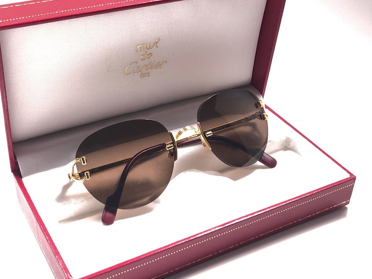 Cartier Salisbury Rimless Gold Special Edition 51mm France Sunglasses ...