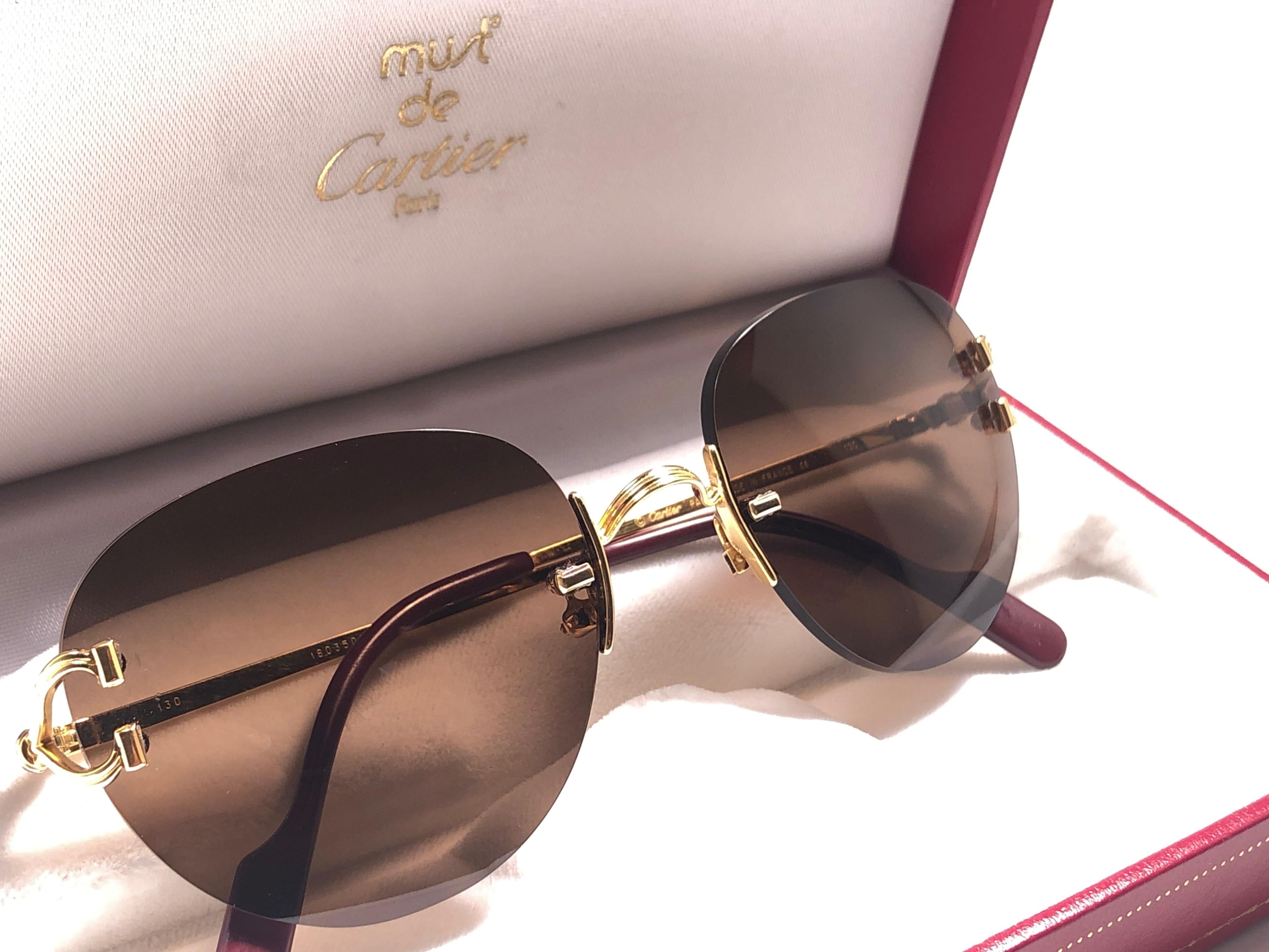 Cartier Salisbury Rimless Gold Special Edition 51mm France Sunglasses 1