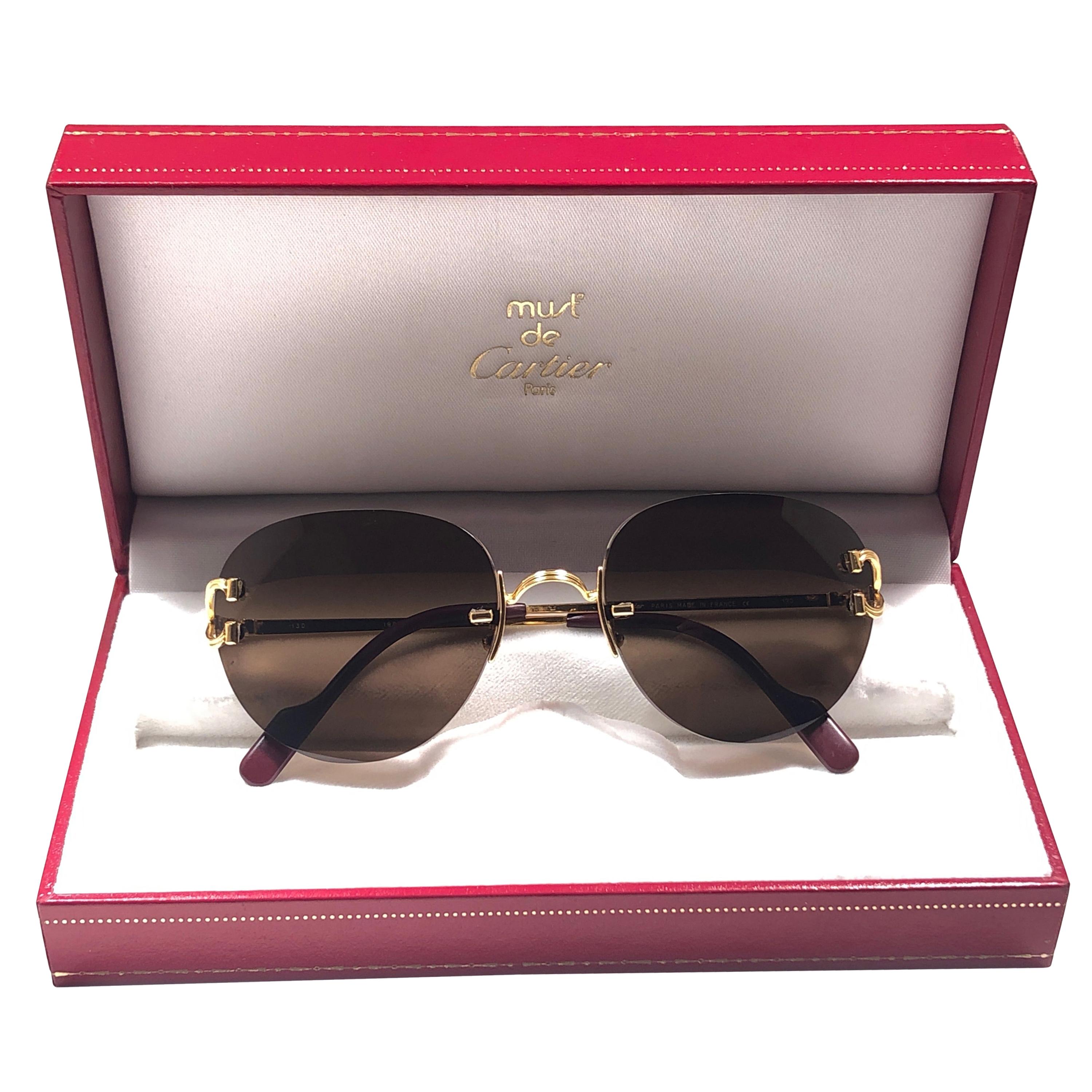 Cartier Salisbury Rimless Gold Special Edition 51mm France Sunglasses